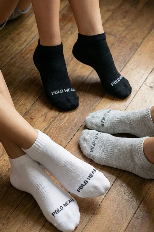 Kit 3 Pares de Meias Femininas Cano Curto Polo Wear Sortido 33-38