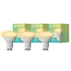 Kit 3 Smart Lâmpadas Spot Wi-Fi Positivo Casa Inteligente - GU10 - 4.5W - RGB (16 milhões de cores) - 3000K - 15.000h