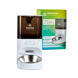 Smart Alimentador Pet Wi-Fi Positivo Casa Inteligente - Wi-Fi - 4L Reservatório - 10 Refeições Diárias - Gravação de Voz