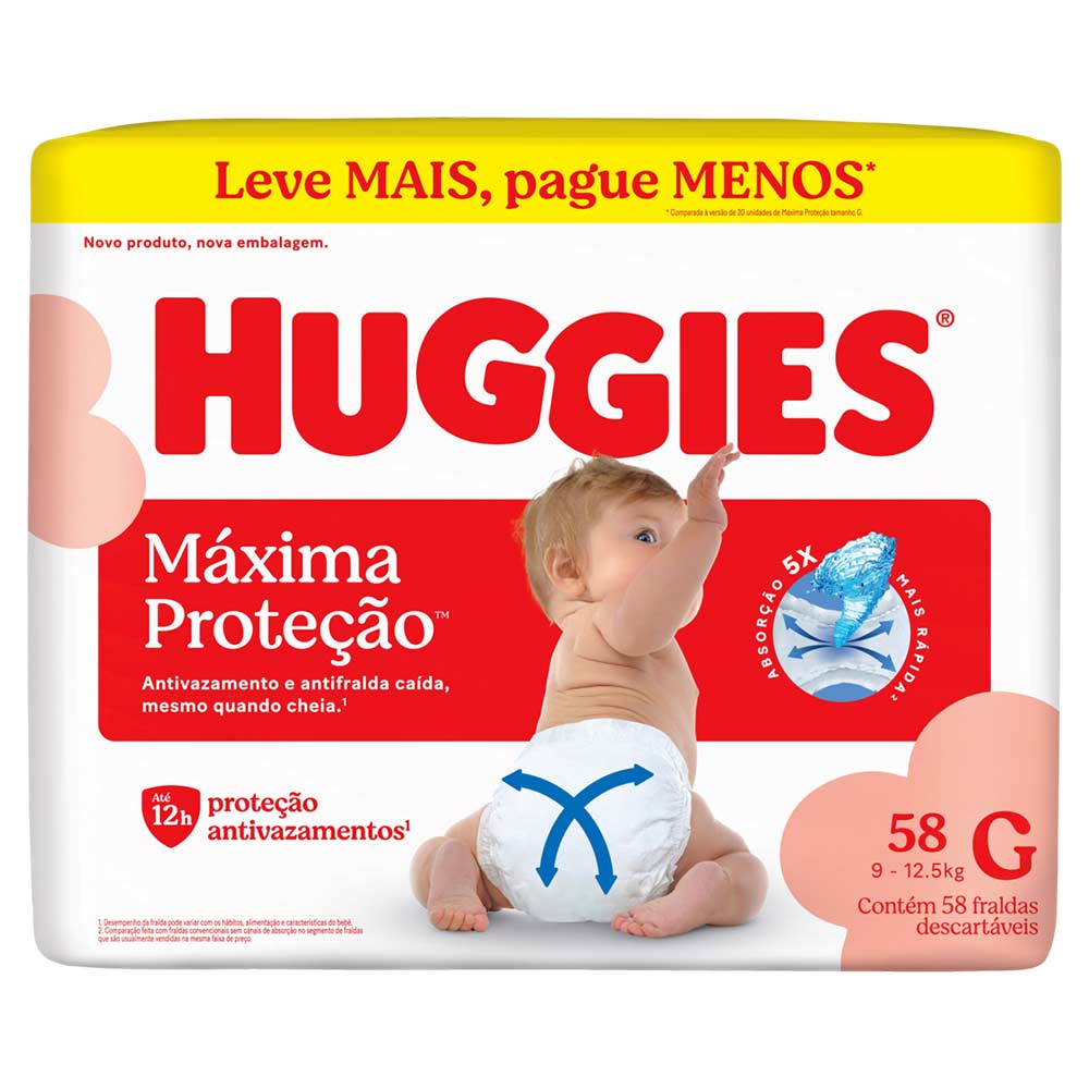 Fraldas Infantil Huggies Supreme Care Hiper G C/58