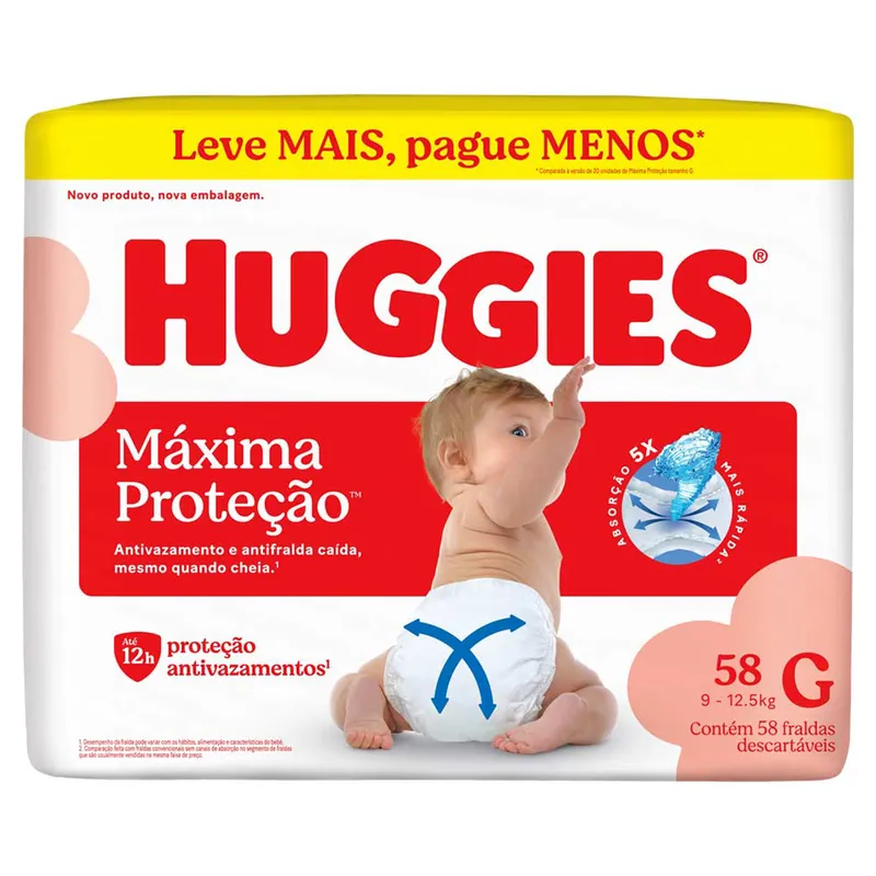 Fraldas Infantil Huggies Supreme Care Hiper G C/58