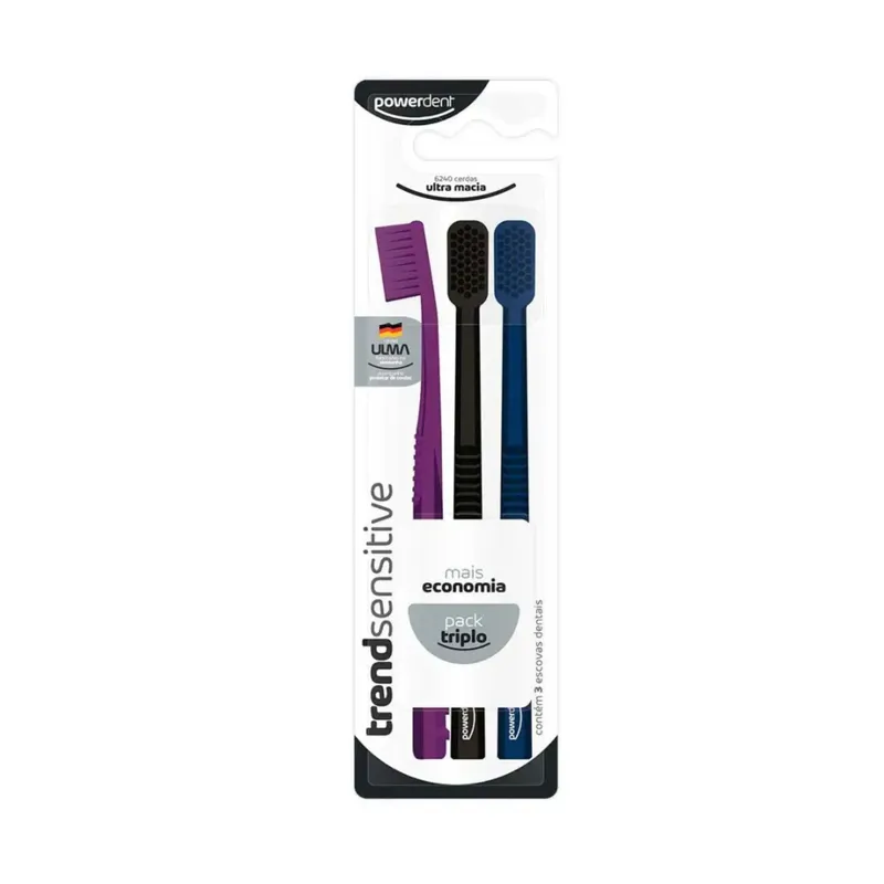 Escova De Dente Powerdent Trend Sensitive 3 Unidades