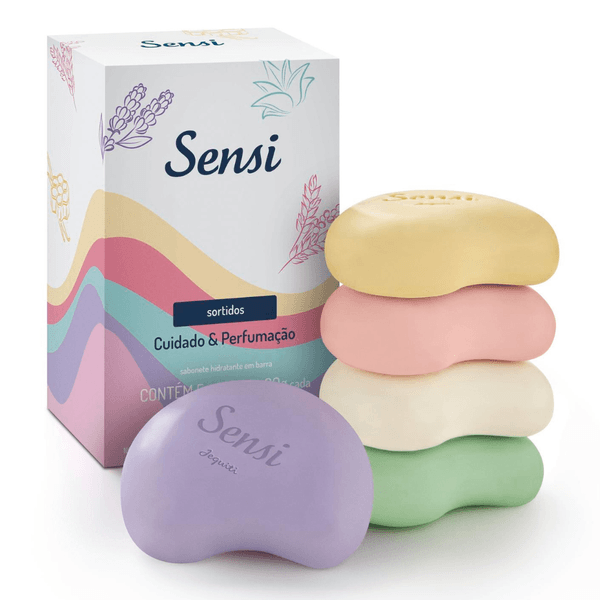 Sabonete Hidratante em Barra Sortidos Cuidado & Perfumação Sensi Jequiti 5 x 80 g
