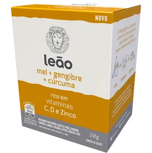 Chá Leão Mel + Gengibre + Cúrcuma 10 Sachês