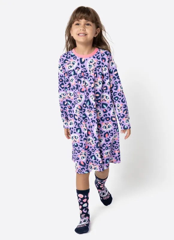 Camisola Manga Longa Algodão Menina Onça 2
