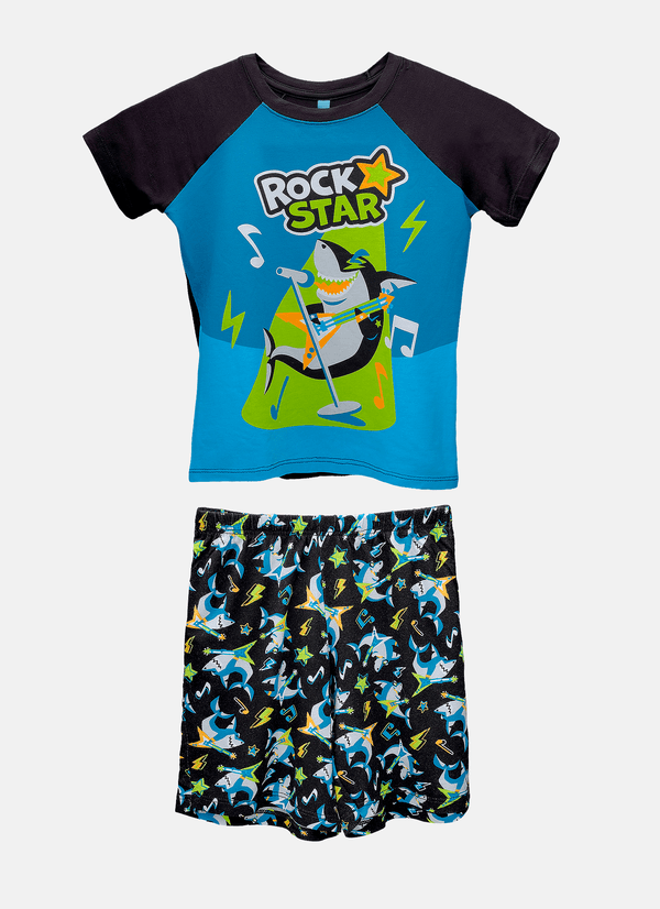 Pijama Manga Curta Viscolycra Menino Tubarão Music 1