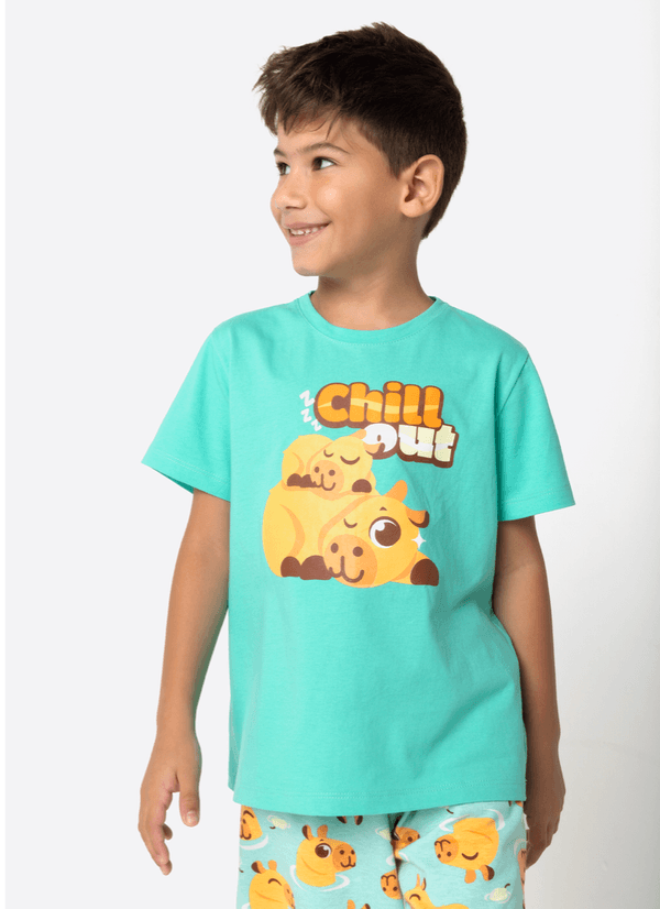 Pijama Manga Curta Algodão Menino Capivara Vibes 4