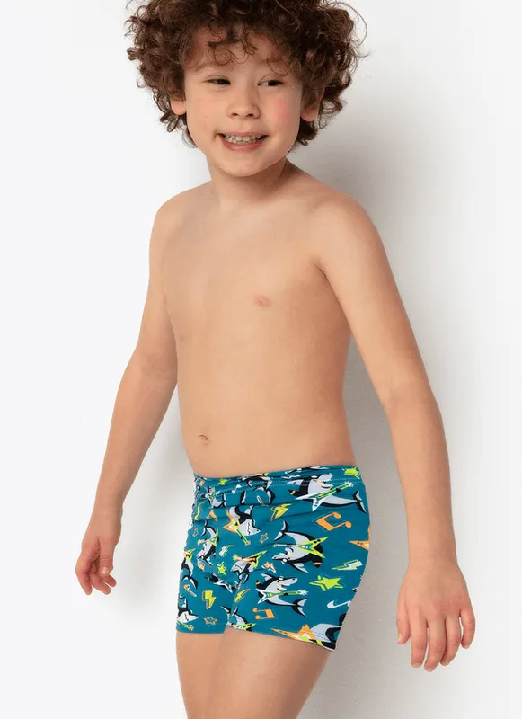 Sunga Boxer Bebê Menino Tubarão Rockstar 6 A 9 MESES