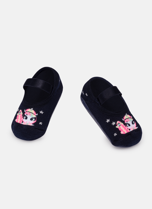 Meia Sapatilha com Sola Emborrachada Bebê Menina Unicórnio Skate 15 A 18 MESES