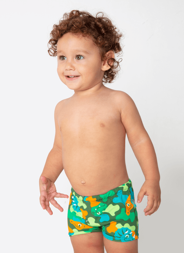 Sunga Boxer Bebê Menino Dino Trio 6 A 9 MESES