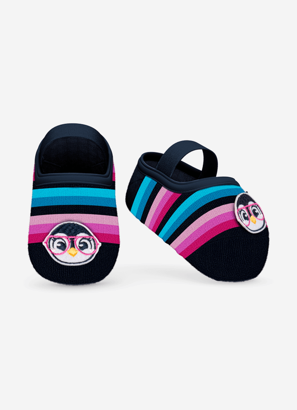 Meia Sapatilha Bebê Menina Pinguim 0 A 4 MESES
