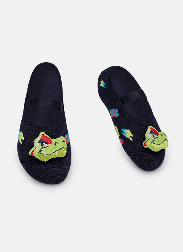 Meia Sapatilha Antiderrapante Menino Dinossauro Skate com LED 23 A 27