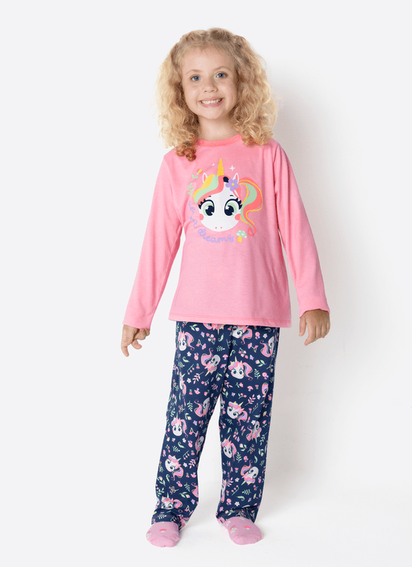 Pijama Manga Longa Menina Unicórnio Encantado 2