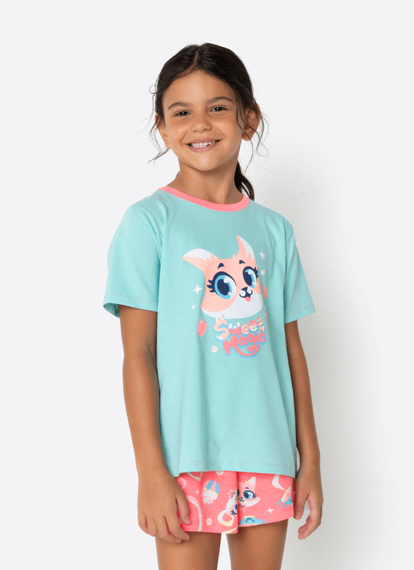 Pijama Manga Curta Algodão Menina Raposa Confeiteira 2