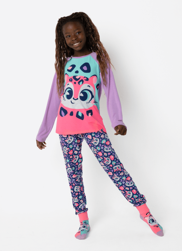 Pijama Manga Longa Menina Teen Onça 8