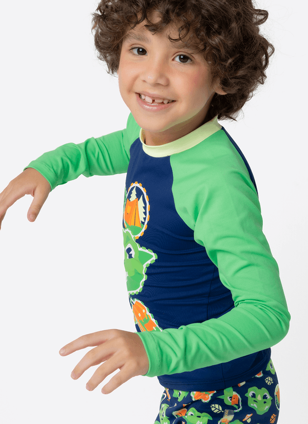 Camiseta Com Proteção Solar Menino Dragão Camping 8