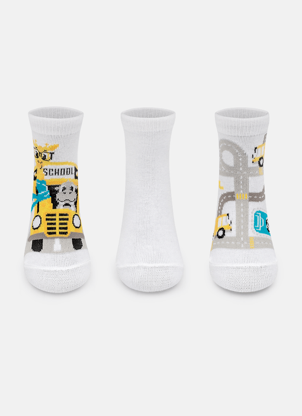 Kit com 3 meias Bebê Menino Escola 19 A 22 MESES