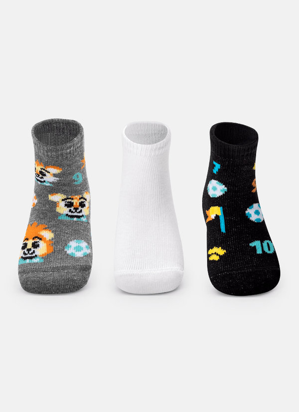 Kit com 3 Meias Soquete Bebê RN Menino Futebol 5 A 8 MESES