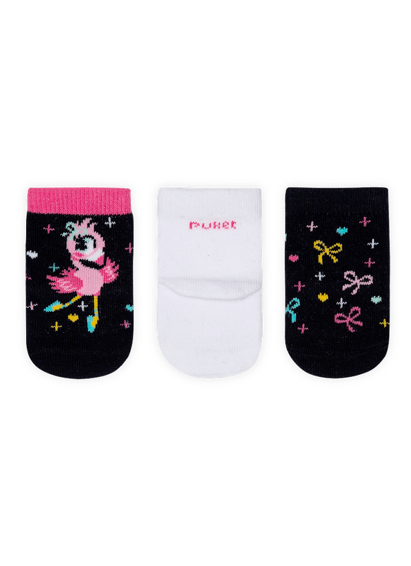 Kit com 3 meias Bebê Soquete Flamingo 0 A 4 MESES