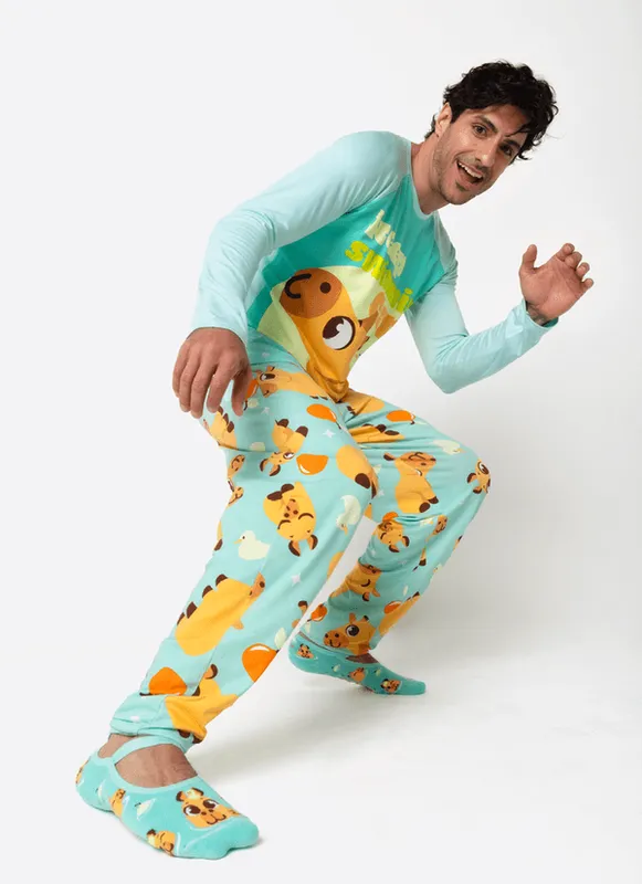 Pijama Manga Longa Viscolycra Masculino Capivara Vibes GG