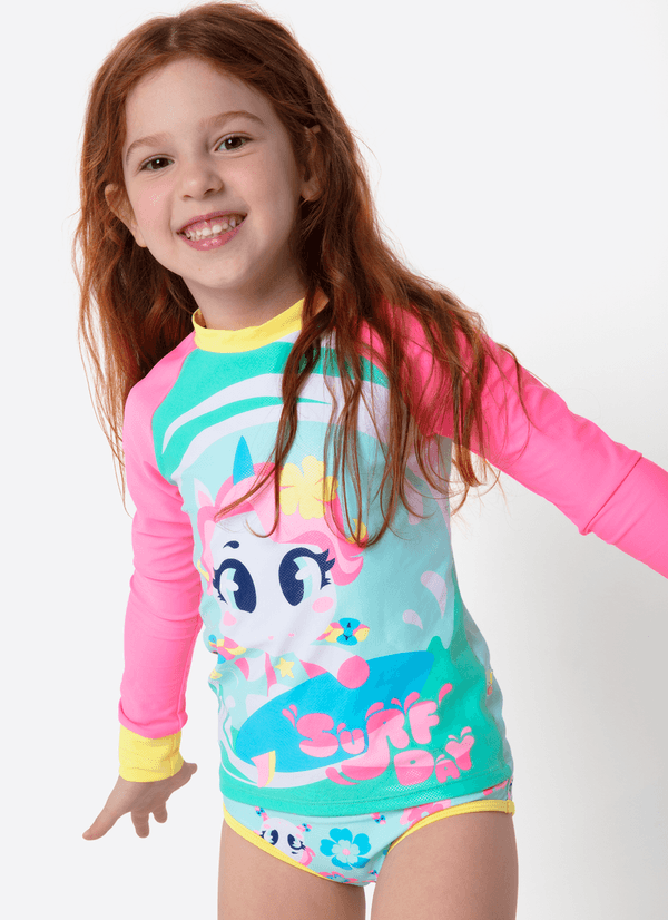Camiseta Manga Longa Menina Unicórnio Aloha 6