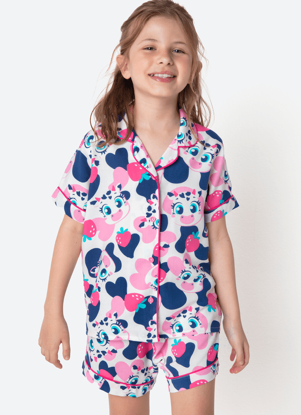 Pijama Manga Curta Viscose Menina Vaca Romântica 6