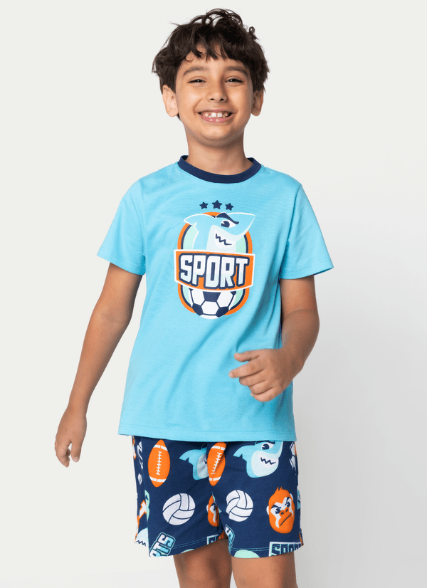Pijama Manga Curta Algodão Menino Tuba Futebol 6