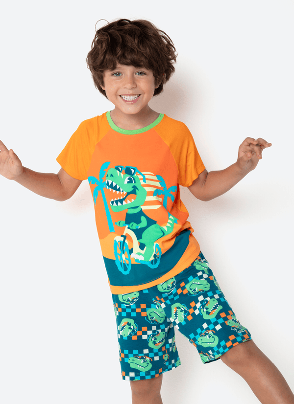 Pijama Manga Curta Viscolycra Menino Dino Miami 2