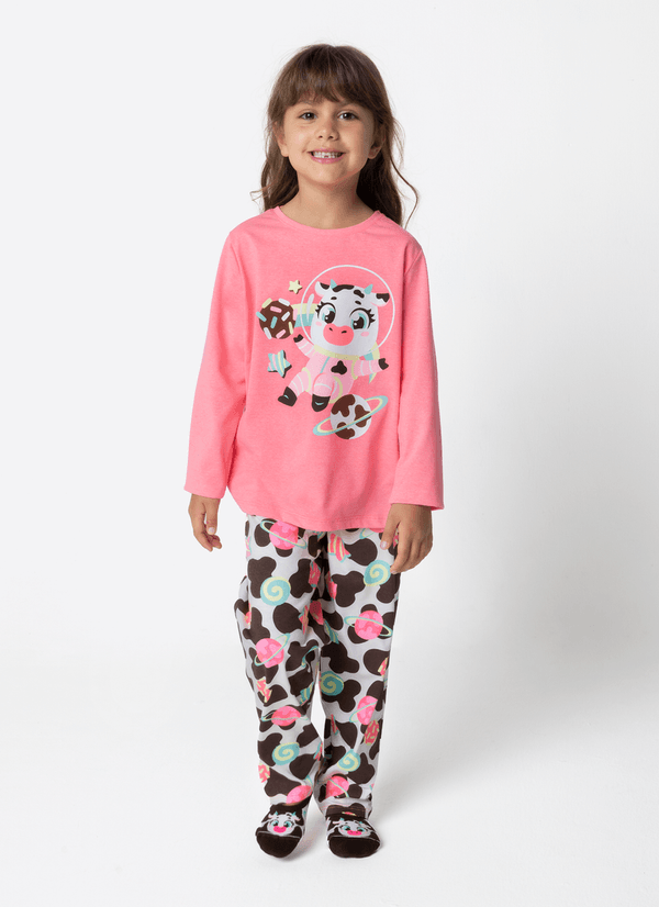 Pijama Manga Longa Menina Vaca Chocolate 2