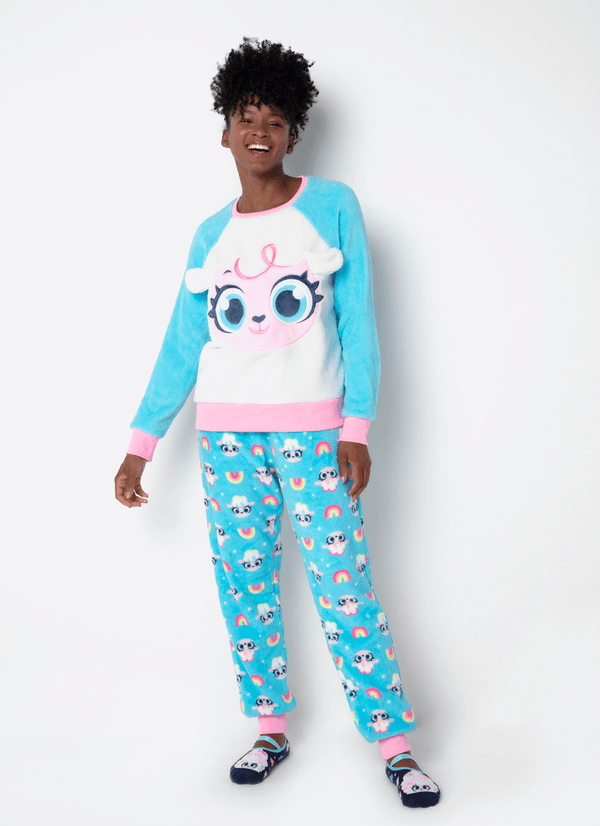 Pijama Manga Longa Soft Feminino Ovelha PP