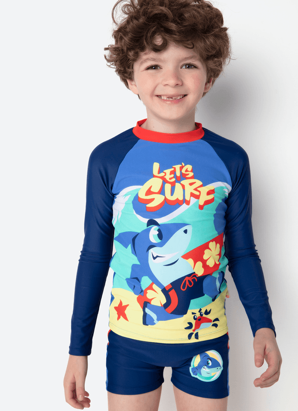 Camiseta Manga Longa Menino Tubarão Aloha 4