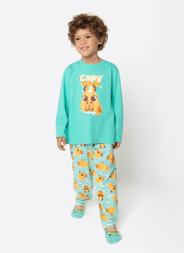 Pijama Manga Longa Algodão Menino Capivara Vibes 2