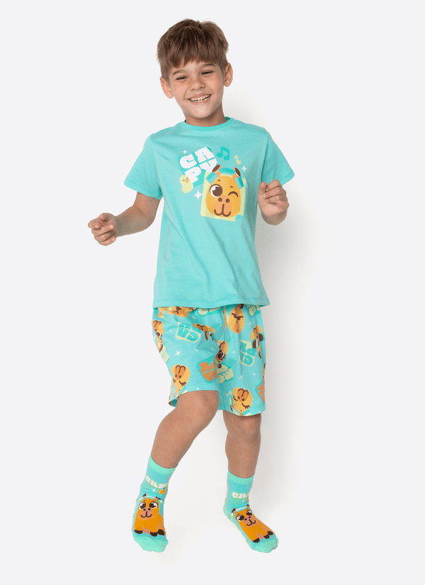 Pijama Manga Curta Algodão Menino Capy Bora 1
