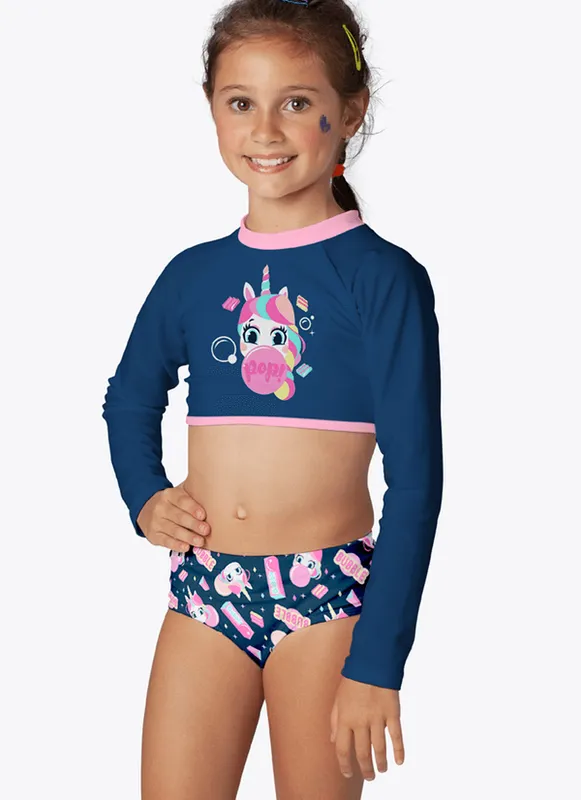 Conjunto Cropped e Calcinha Menina Unicórnio 1