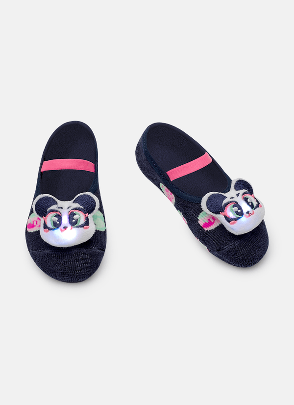 Meia Sapatilha Bebê Menina com Aplique de Led Panda Miami 15 A 18 MESES