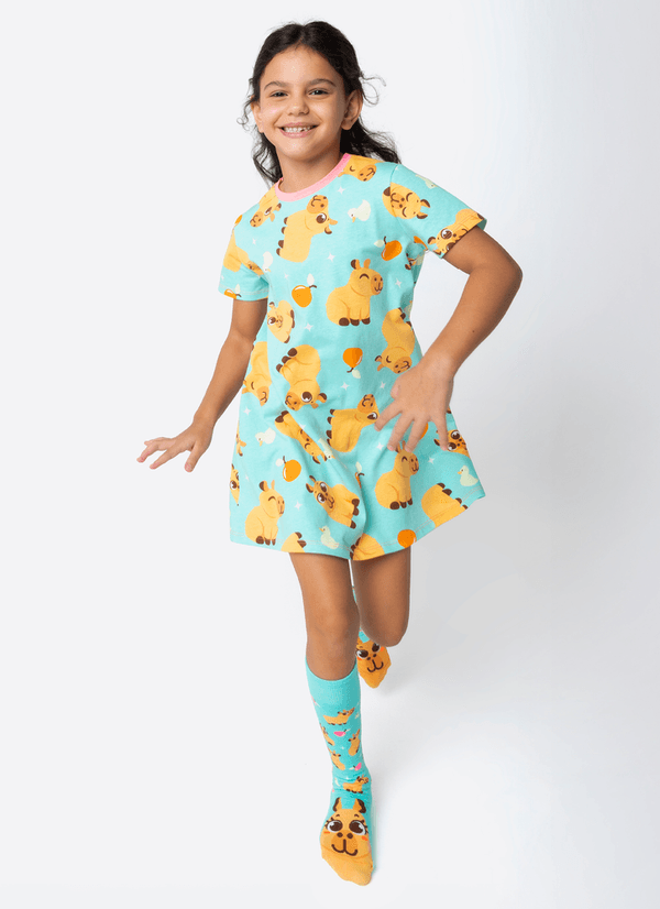 Camisola Manga Curta Algodão Menina Capivara Vibes 4