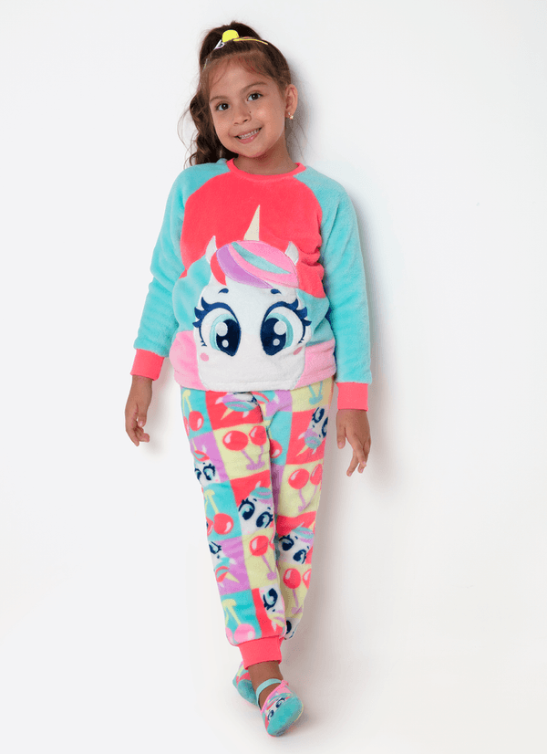 Pijama Manga Longa Soft Menina Unicórnio Cherry 1