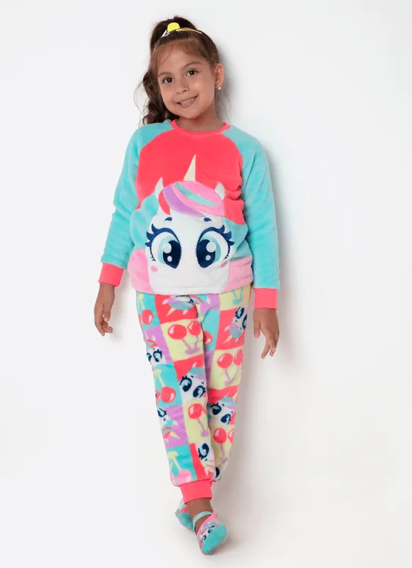 Pijama Manga Longa Soft Menina Unicórnio Cherry 1