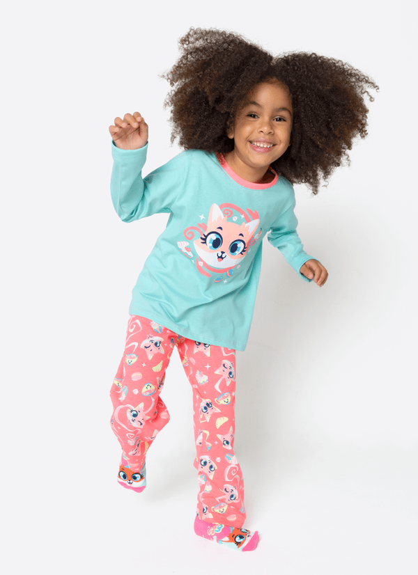 Pijama Manga Longa Algodão Menina Raposa Confeiteira 6