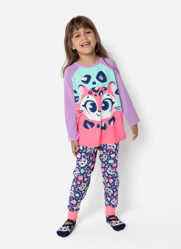 Pijama Manga Longa Menina Onça 2