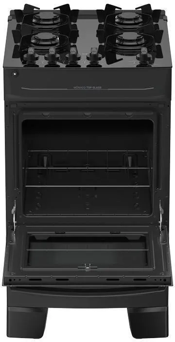 Fogão a Gás de Piso 4 Bocas Atlas Mônaco Top Glass Preto com AcendimentoAutomático Bivolt