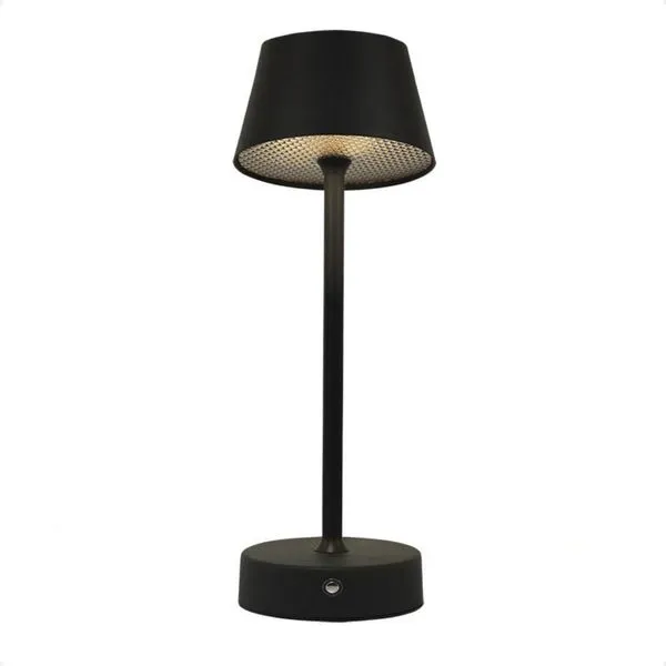 Luminária Abajur Mesa Led Louvre Touch Recarregável Preto