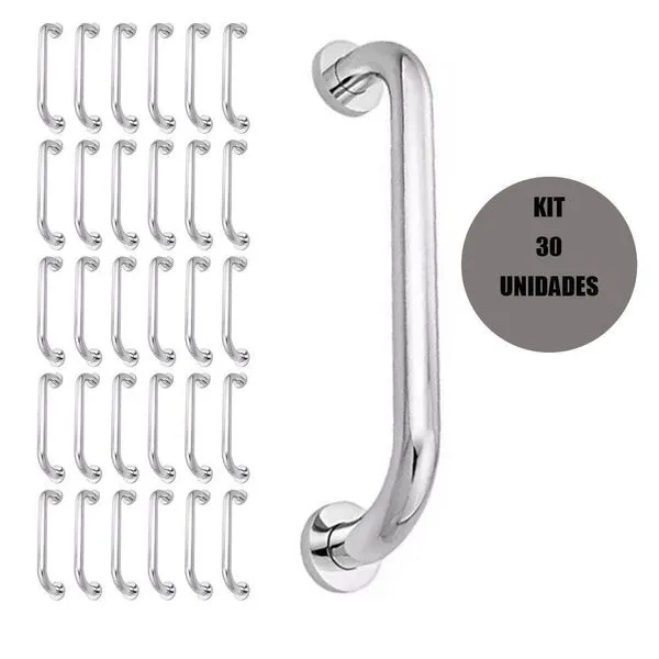 Alça De Apoio 60Cm Barra Inox Kit 30 Unidades Acessibilidade