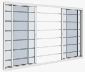 Janela de alumínio Classic 04 folhas com grade branca - 100x200