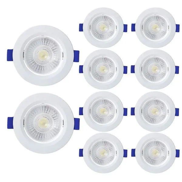 Kit 10 Spot De Led Embutir Slim Mr16 Redondo 6w Bivolt 3000k Quente