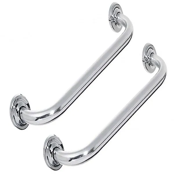 Alça Apoio Inox 50Cm Kit 2 Uni Banheiro Idoso Cadeirante