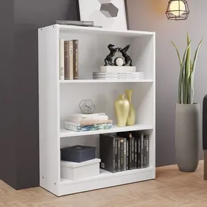 Estante para Livros Home Sala Madesa 6907 com 3 Nichos Branco Cor:Branco