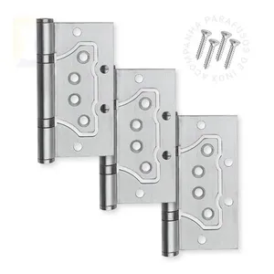 Kit 3 Dobradiça De Sobrepor Inox Escovado