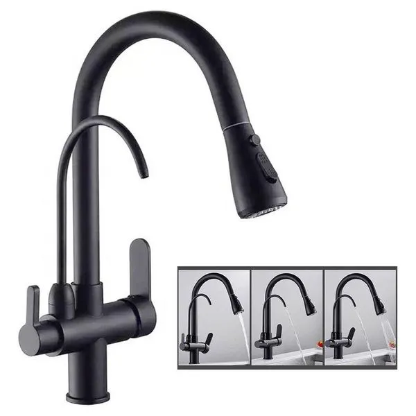 Torneira Monocomando Preta 360 Luxo Extensível Gourmet