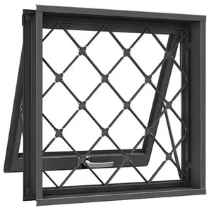 Janela de Ferro Maxiar Machado 20010 80x60x13cm com Grade xadrez